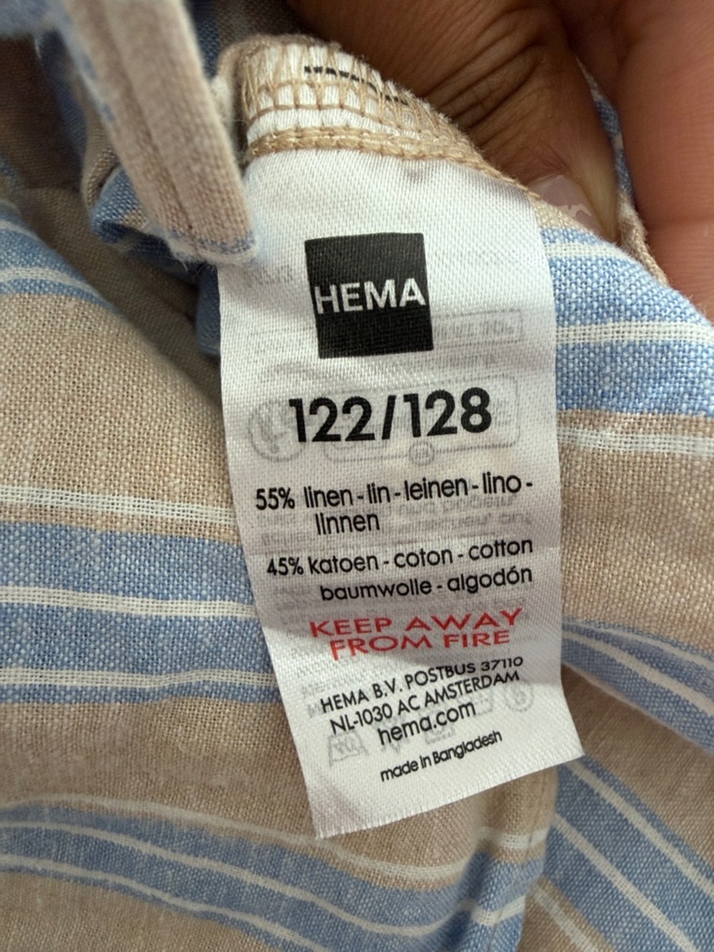 Hem Striped Short-Sleeve Button-Down Shirt - Blue & Tan boys size 6 - Picture 5 of 10